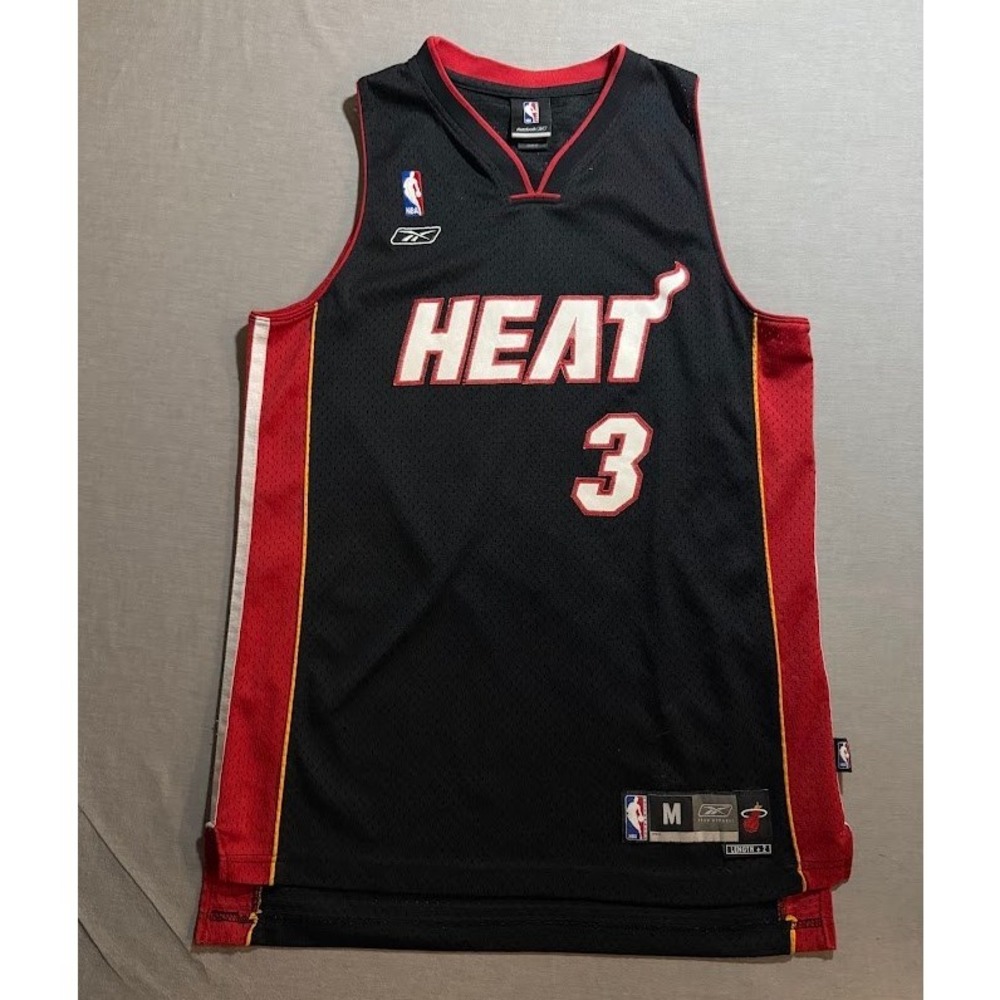 Reebok‎ Miami Heat Dwayne Wade #3 NBA Jersey Sleeveless Black Mens Size M.